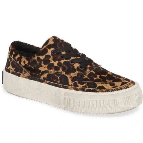 ALL SAINTS Mercia Leopard-Print Platform Sneakers Size 9 See Description - Picture 1 of 11